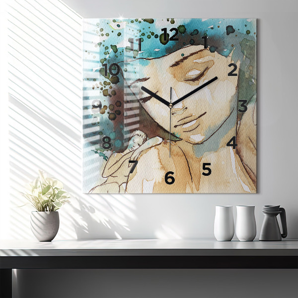 Wanduhr modern quadratisch Abstraktion Frau