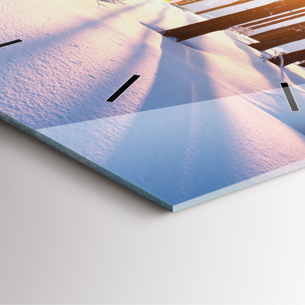 Wanduhr quadratisch mit motiv Sonnenuntergang Wald