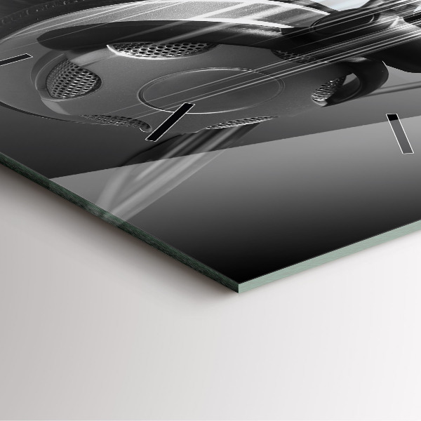 Wanduhr modern quadratisch Mikrofon und Kopfhörer