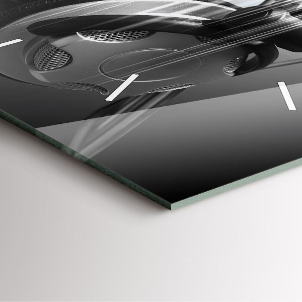 Wanduhr modern quadratisch Mikrofon und Kopfhörer