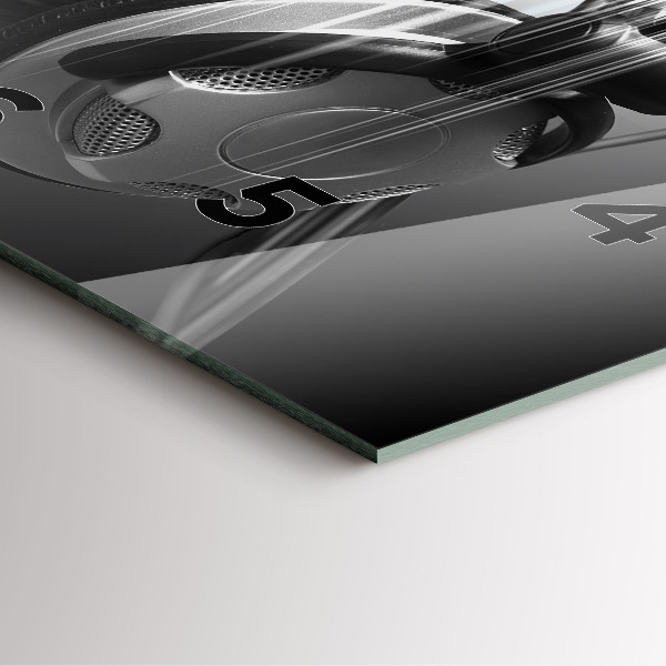 Wanduhr modern quadratisch Mikrofon und Kopfhörer