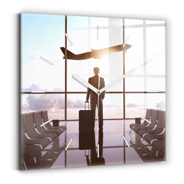 Wanduhr quadratisch Mann auf dem Flughafen