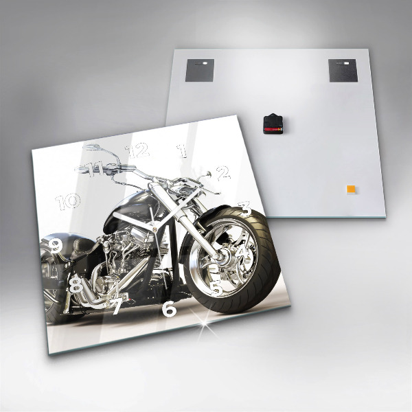 Wanduhr quadratisch mit motiv Schwarzes Motorrad