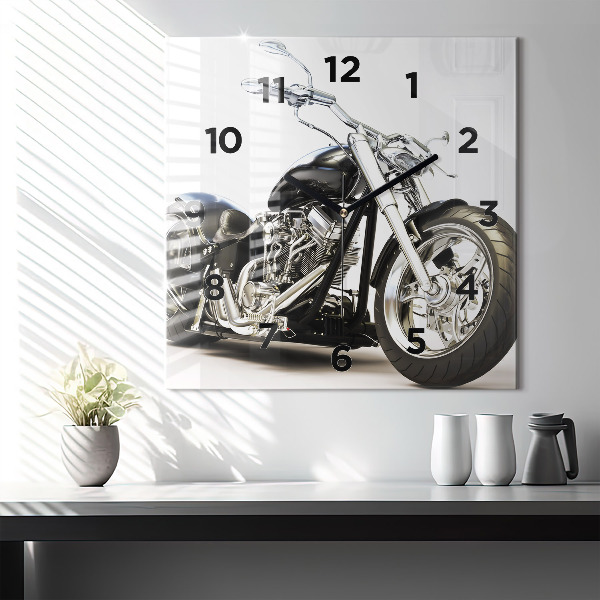 Wanduhr quadratisch mit motiv Schwarzes Motorrad