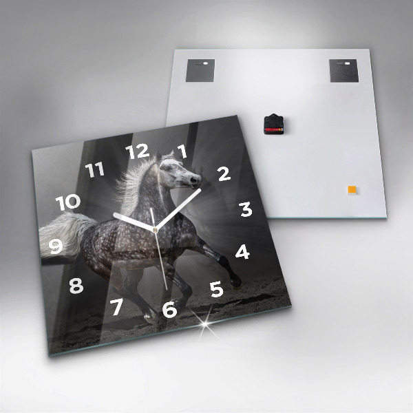 Wanduhr quadratisch Galoppierendes Pferd