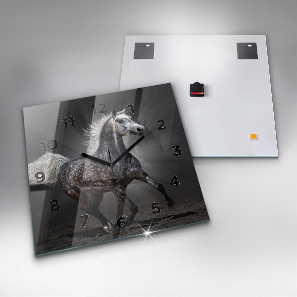 Wanduhr quadratisch Galoppierendes Pferd