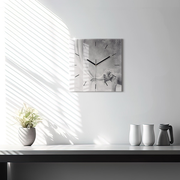 Wanduhr quadratisch Elefant