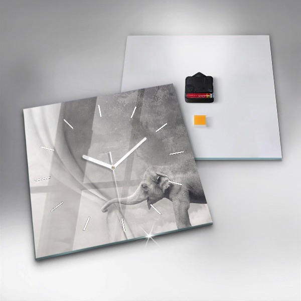 Wanduhr quadratisch Elefant