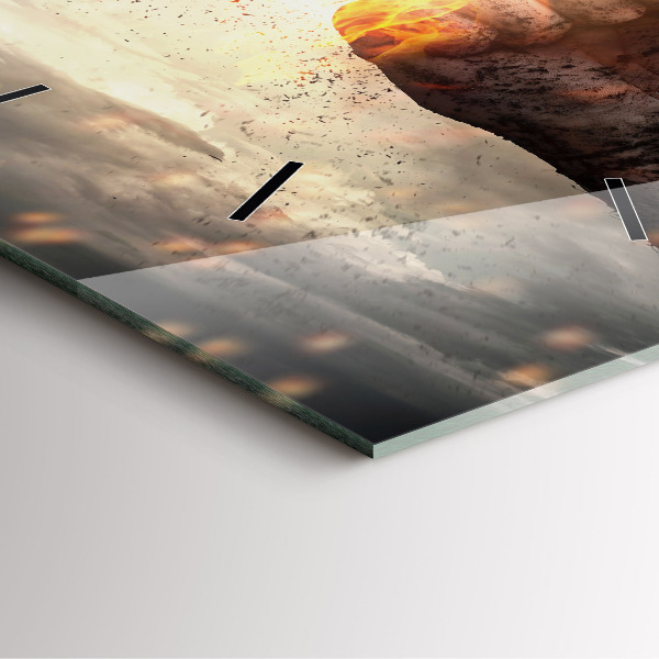 Wanduhr quadratisch mit motiv Fäuste Macht