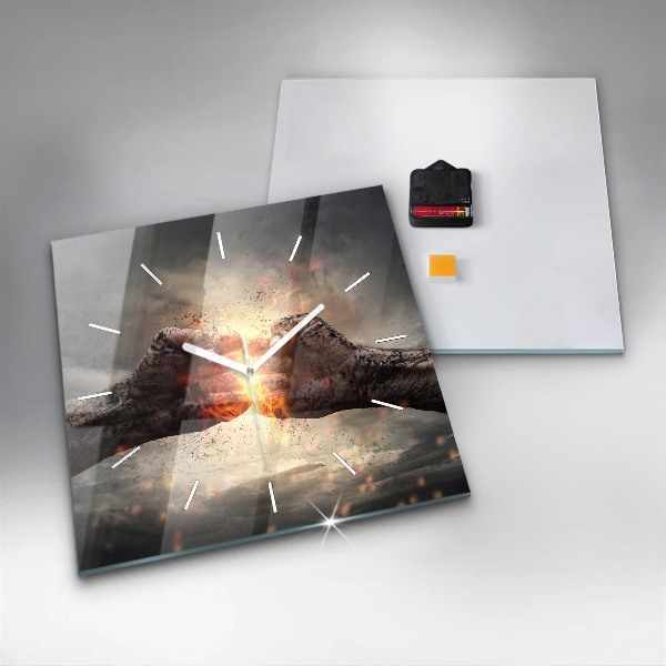 Wanduhr quadratisch mit motiv Fäuste Macht