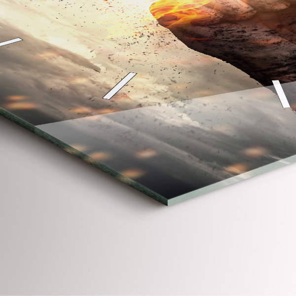 Wanduhr quadratisch mit motiv Fäuste Macht