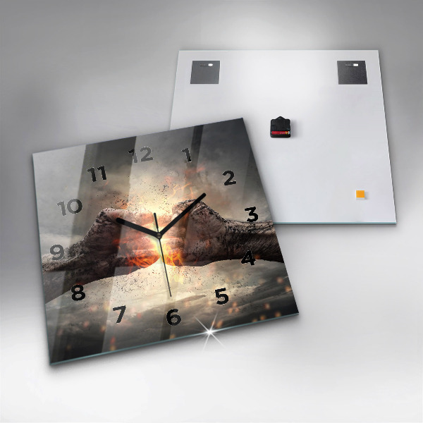 Wanduhr quadratisch mit motiv Fäuste Macht