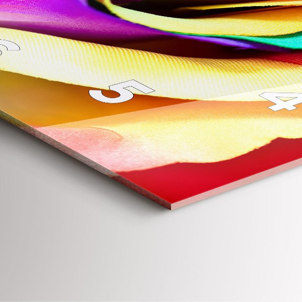 Wanduhr quadratisch mit motiv Regenbogenrose