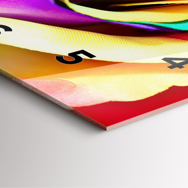 Wanduhr quadratisch mit motiv Regenbogenrose