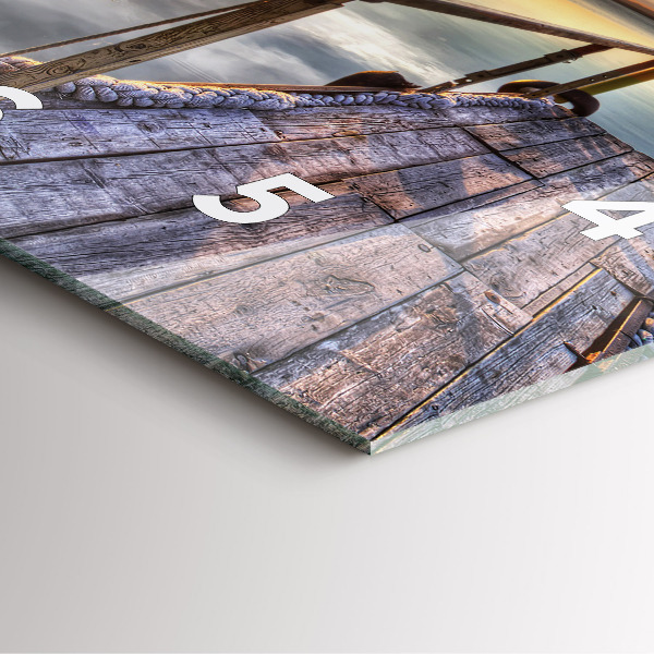 Wanduhr modern quadratisch Sonnenuntergang See