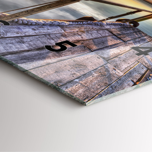 Wanduhr modern quadratisch Sonnenuntergang See