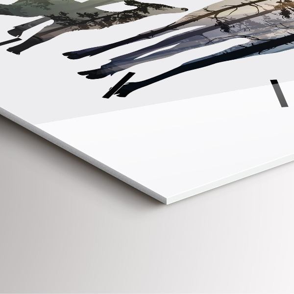 Wanduhr modern quadratisch Hirsch-Familie