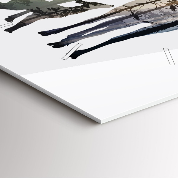 Wanduhr modern quadratisch Hirsch-Familie