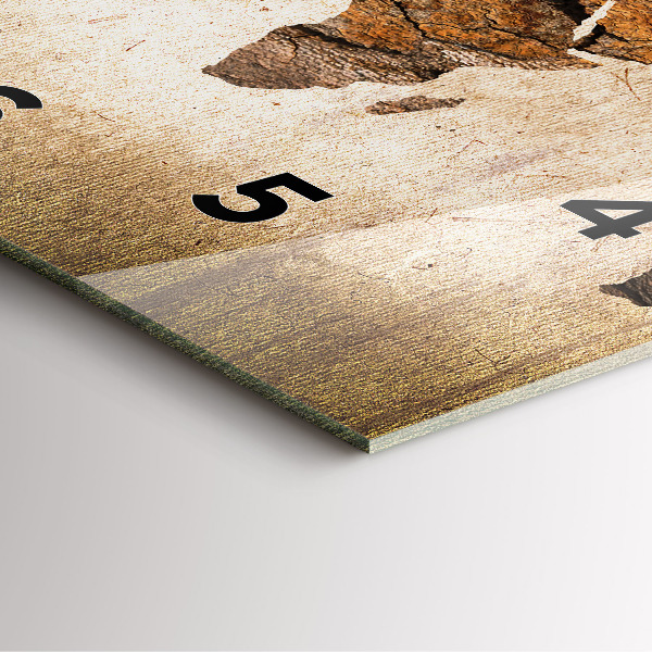 Wanduhr modern quadratisch Alte Weltkarte