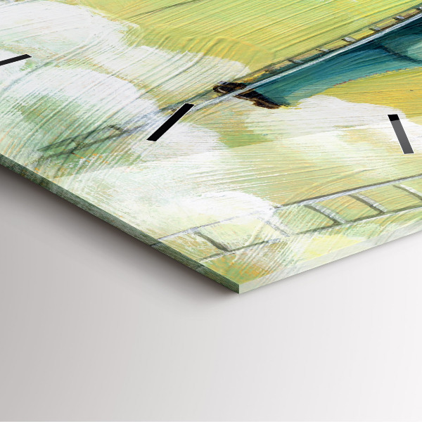 Wanduhr quadratisch Menschen auf einer Leiter