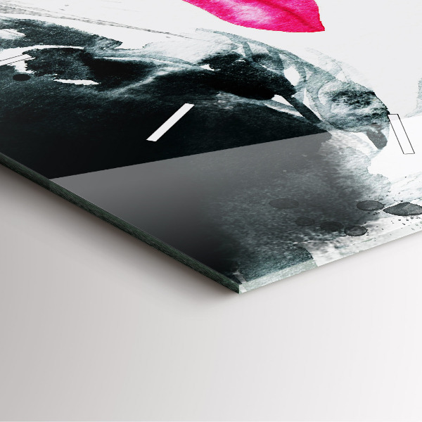 Wanduhr quadratisch Porträt einer Frau mit roten Lippen