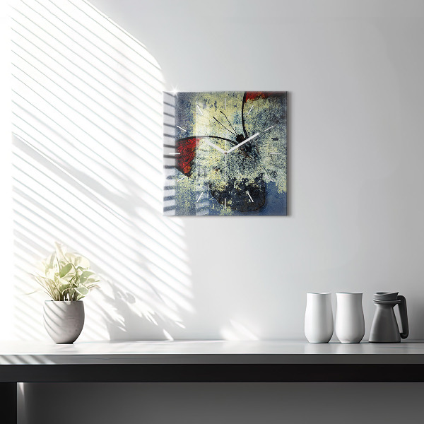 Wanduhr quadratisch Schmetterling im Vintage-Stil