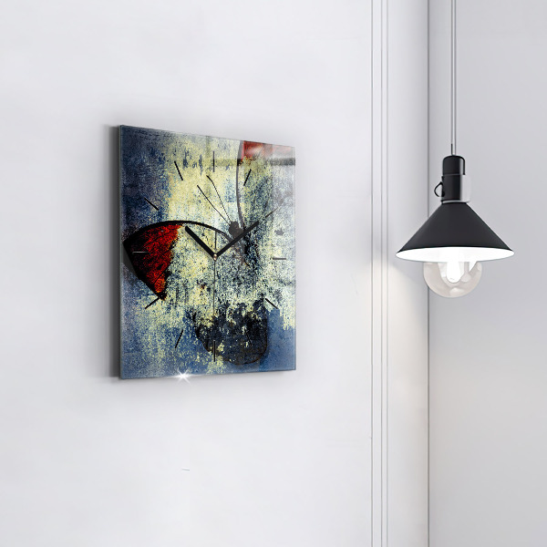 Wanduhr quadratisch Schmetterling im Vintage-Stil