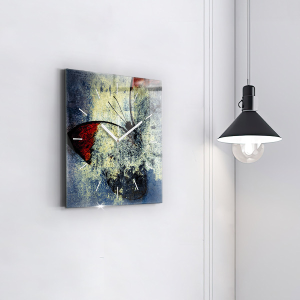 Wanduhr quadratisch Schmetterling im Vintage-Stil