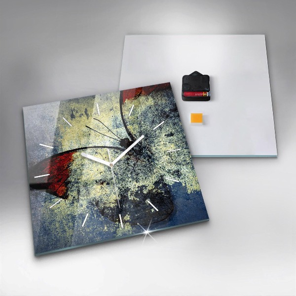 Wanduhr quadratisch Schmetterling im Vintage-Stil