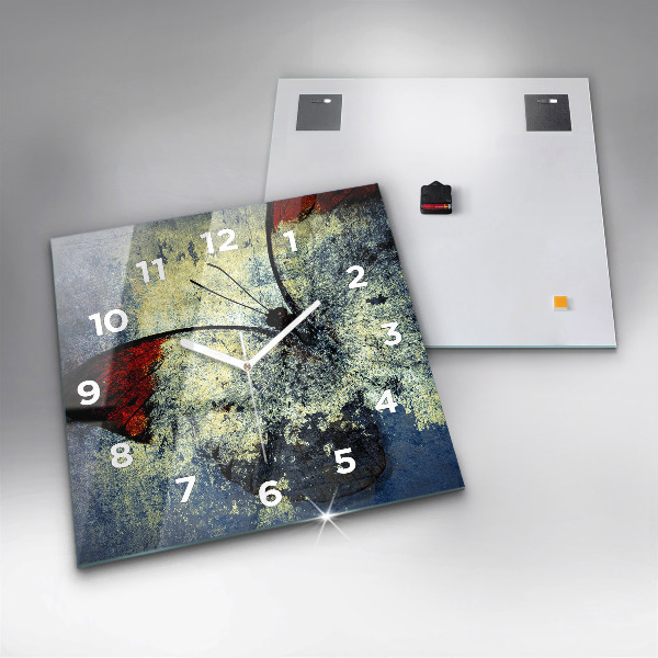 Wanduhr quadratisch Schmetterling im Vintage-Stil