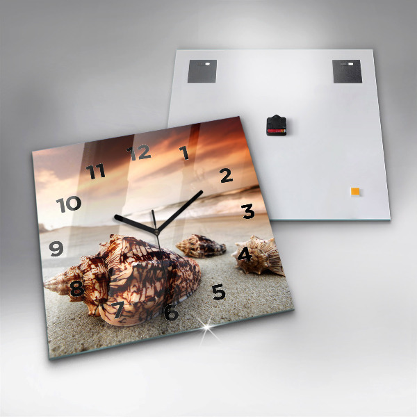Wanduhr quadratisch Muschel am Strand