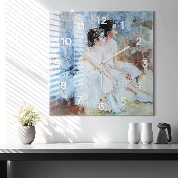Wanduhr modern quadratisch Junge Ballerinas