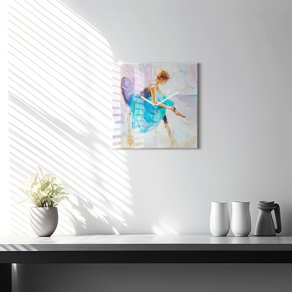 Wanduhr quadratisch mit motiv Vorbereitung einer Ballerina