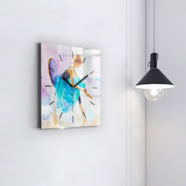 Wanduhr quadratisch mit motiv Vorbereitung einer Ballerina