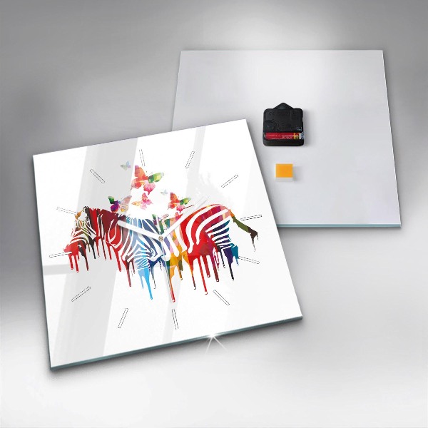Wanduhr quadratisch Buntes Zebra