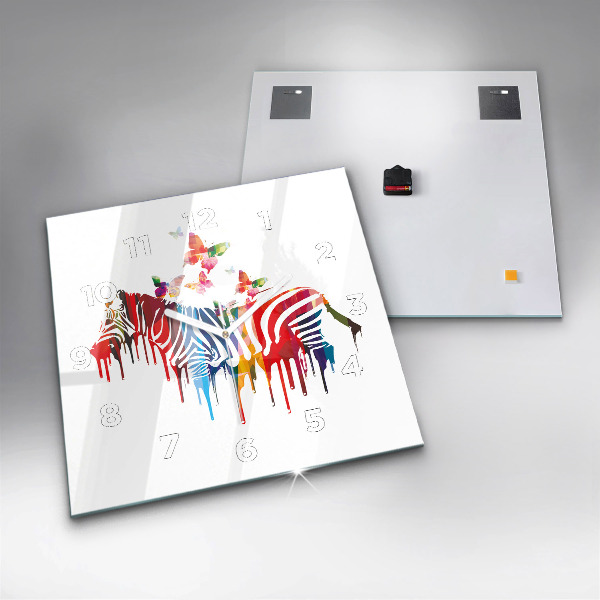 Wanduhr quadratisch Buntes Zebra