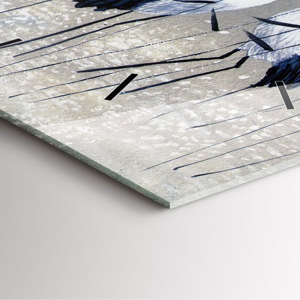 Wanduhr quadratisch Kraniche im Schilf