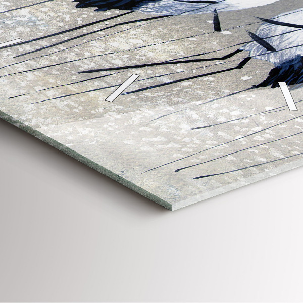 Wanduhr quadratisch Kraniche im Schilf