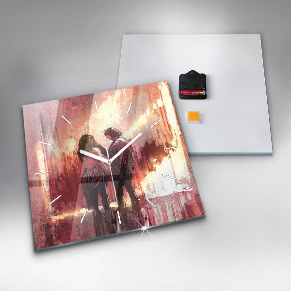 Wanduhr quadratisch mit motiv Junges verliebtes Paar