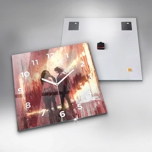 Wanduhr quadratisch mit motiv Junges verliebtes Paar
