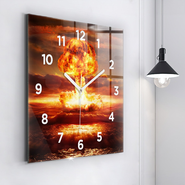 Wanduhr modern quadratisch Atombombenexplosion