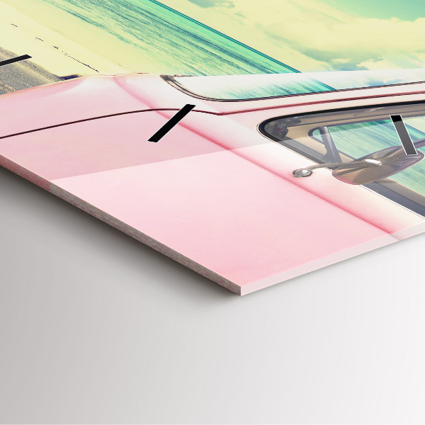 Wanduhr quadratisch mit motiv Auto mit Surfbrett