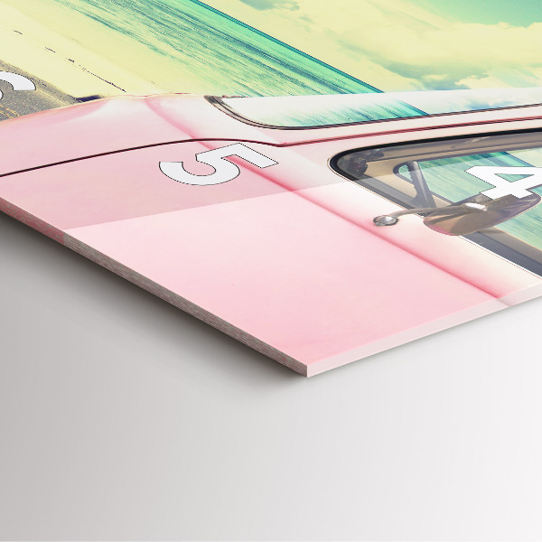 Wanduhr quadratisch mit motiv Auto mit Surfbrett