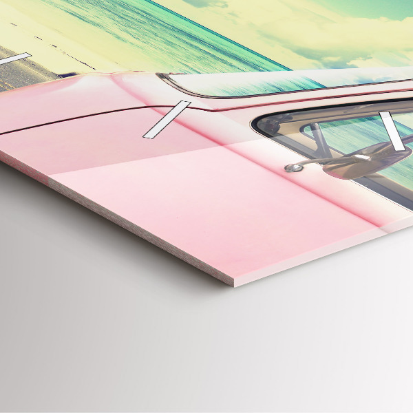 Wanduhr quadratisch mit motiv Auto mit Surfbrett