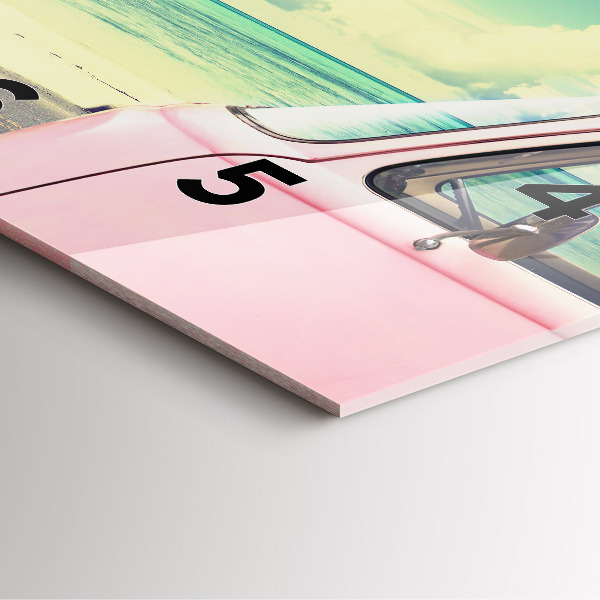 Wanduhr quadratisch mit motiv Auto mit Surfbrett