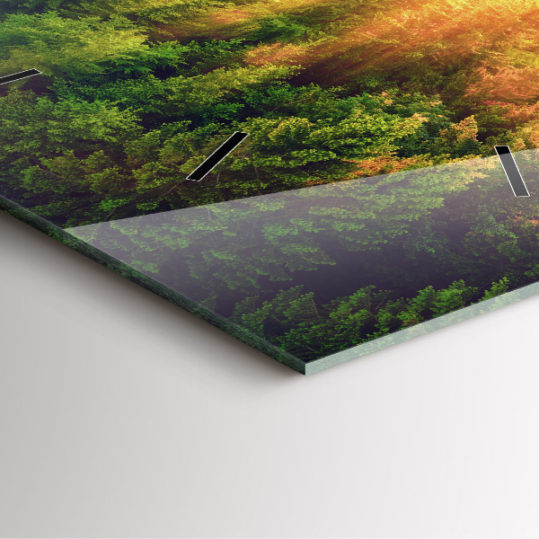 Wanduhr modern quadratisch Sonnenuntergang über den Hügeln