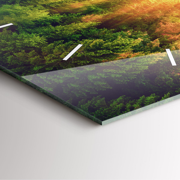 Wanduhr modern quadratisch Sonnenuntergang über den Hügeln