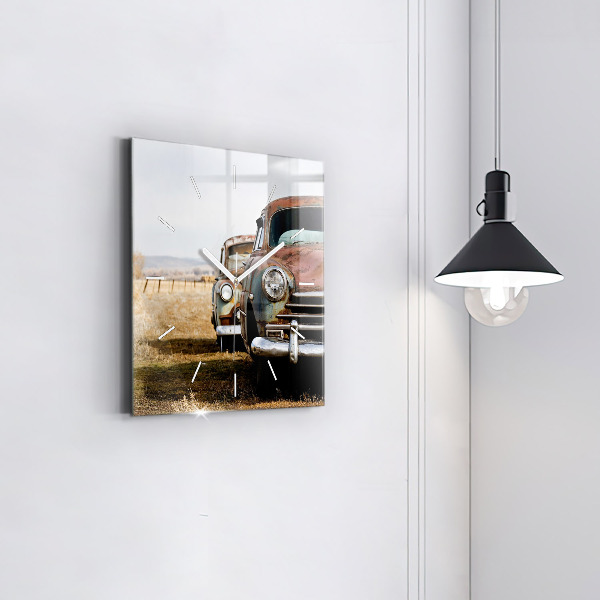 Wanduhr quadratisch Alte Autos