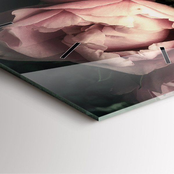 Wanduhr quadratisch mit motiv Blumenstrauß aus rosa Rosen