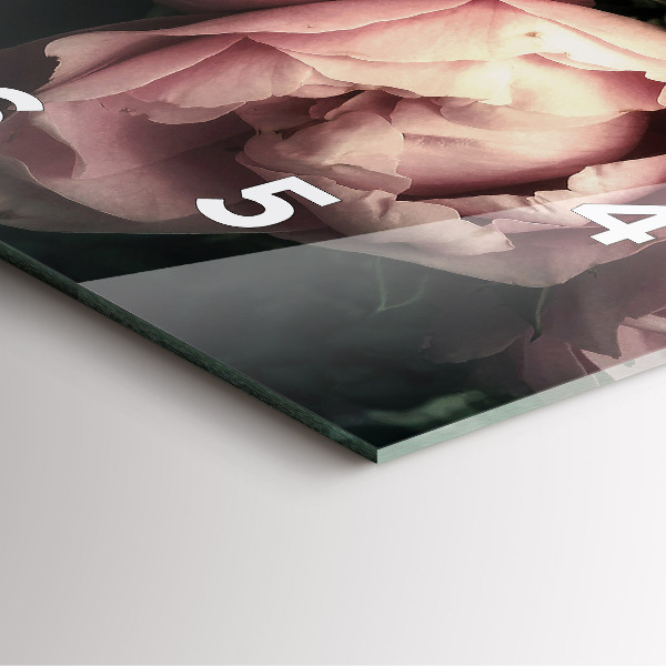 Wanduhr quadratisch mit motiv Blumenstrauß aus rosa Rosen